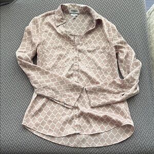 Express Pink Fitted Button Down Shirt